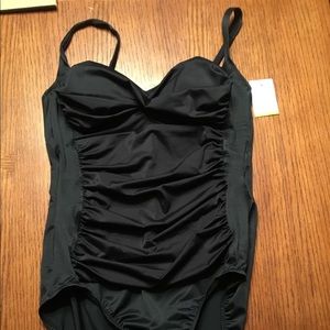 NWT black 1 piece swimsuit, size 14 Croft&Barrow